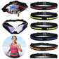 Assorted waterproof waist bags with neon trims; zippers shown with phone and keys.