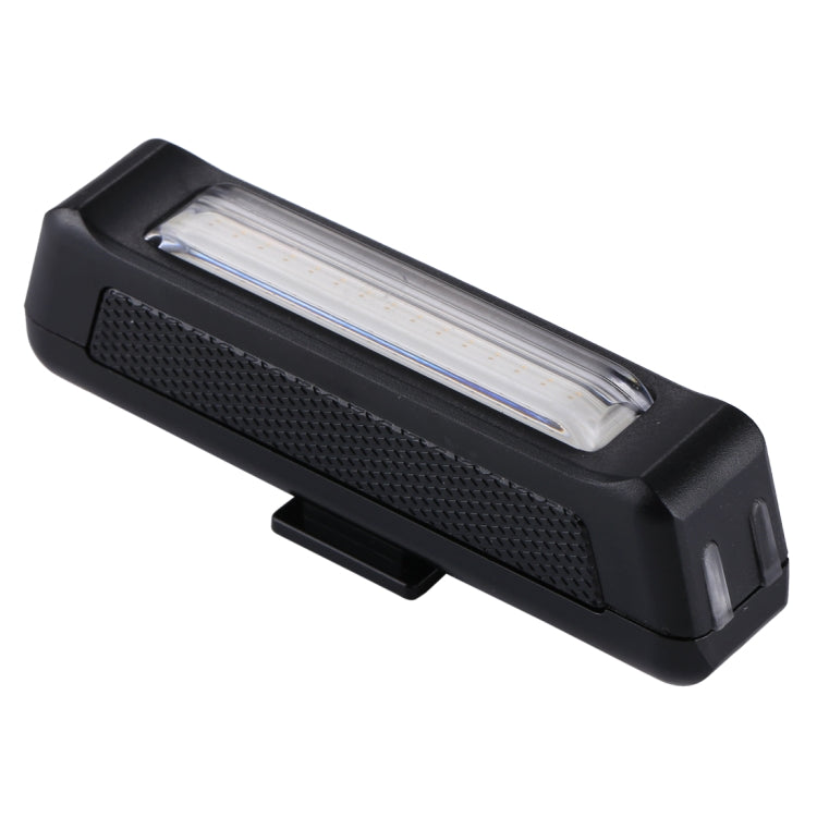 Black USB rechargeable head light with front LED lens and mounting clip