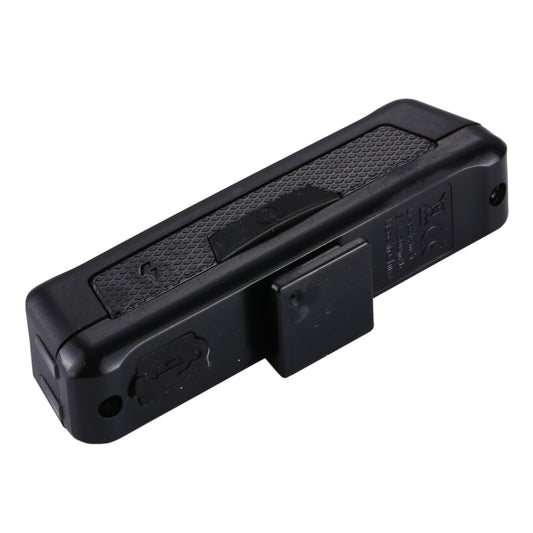 Black rechargeable head light rear view with port area and mounting bracket