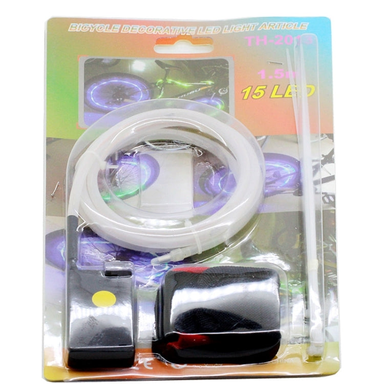 Retail package of bicycle decorative LED light strip with clear tube and control unit