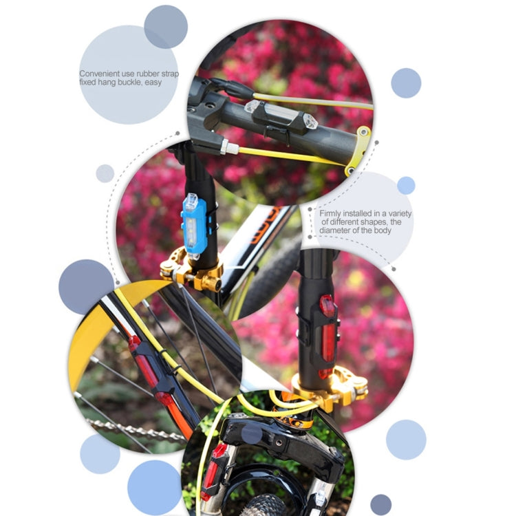 Detachable bike taillight mounted on bicycle frame, blue light module shown.