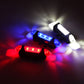 Bike LED taillight displaying red and blue lighting modes.