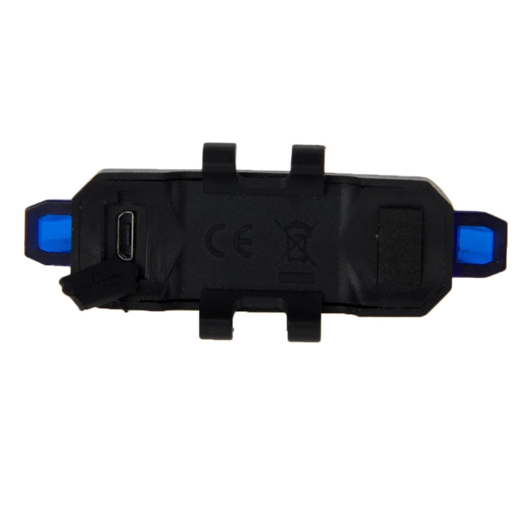 Blue LED bike taillight rear panel with USB charging port and black body
