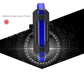 Blue LED bike taillight with three glowing blue lens sections on black mount