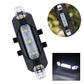 White LED detachable bike taillight with bright light panel and side lenses.