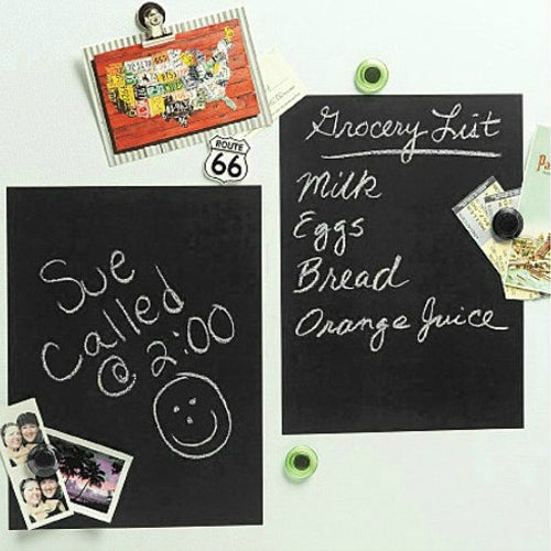 Matte blackboard wallpaper wall sticker set with handwritten white chalk lists and icons