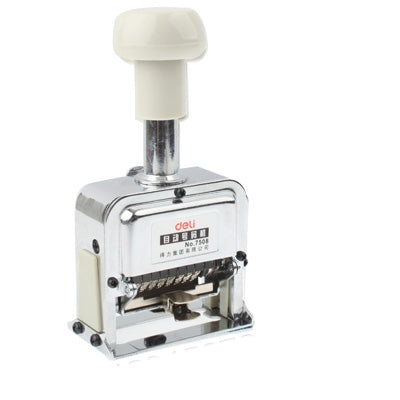 Automatic numbering machine with white handle and metal numbering head