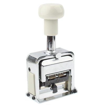 Automatic numbering machine with white handle and metal stamping base