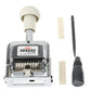 Automatic numbering machine with white handle and included accessory tools