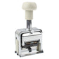 Automatic number stamping machine side view with numbering plate and metal frame