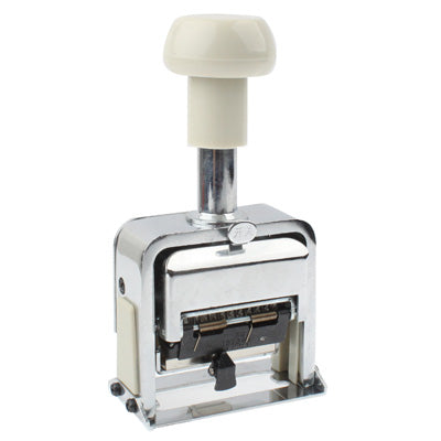 Automatic number stamping machine side view with numbering plate and metal frame