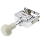 Automatic number stamping machine angled view with chrome stamping head and beige handle