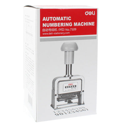 Automatic numbering machine retail box with deli branding and product image