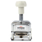 Automatic metal numbering machine front view with deli label and numbered type row
