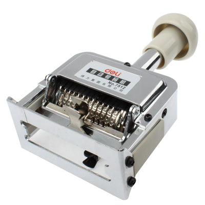 Metal automatic numbering machine with white handle, number wheel set