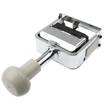 Metal automatic numbering machine with white handle, open top stamping unit