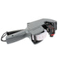 Grey handheld 8-digit ink price labeler with side cover open and label roll visible
