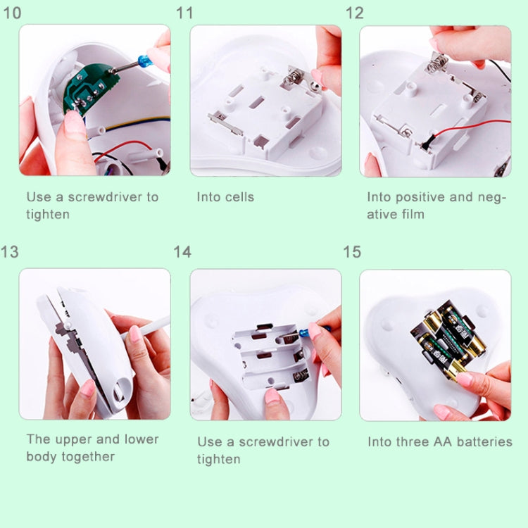 USB bedside night light lamp base interior with circuit board and open battery compartment