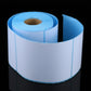 Thermal adhesive label roll, white labels with blue backing stripe