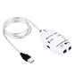 White USB guitar interface adapter with braided cable and USB plug