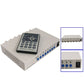White CCTV 4-channel processor divider with front control panel and blue BNC connectors