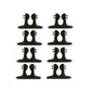 Black car cable bundle clips, 8-pack with twin-prong design on white background