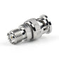 BNC male to mini UHF female RF adapter, knurled grip and threaded ends