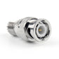 BNC male to mini UHF female RF coax adapter, front port with gold pin
