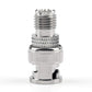 Mini UHF female RF connector adapter, chrome body with knurled locking ring