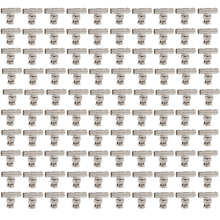 Bulk pack of silver BNC T-connector adapters, multiple one-male dual-female units