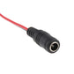 Black DC barrel female connector with red wire lead and ribbed grip