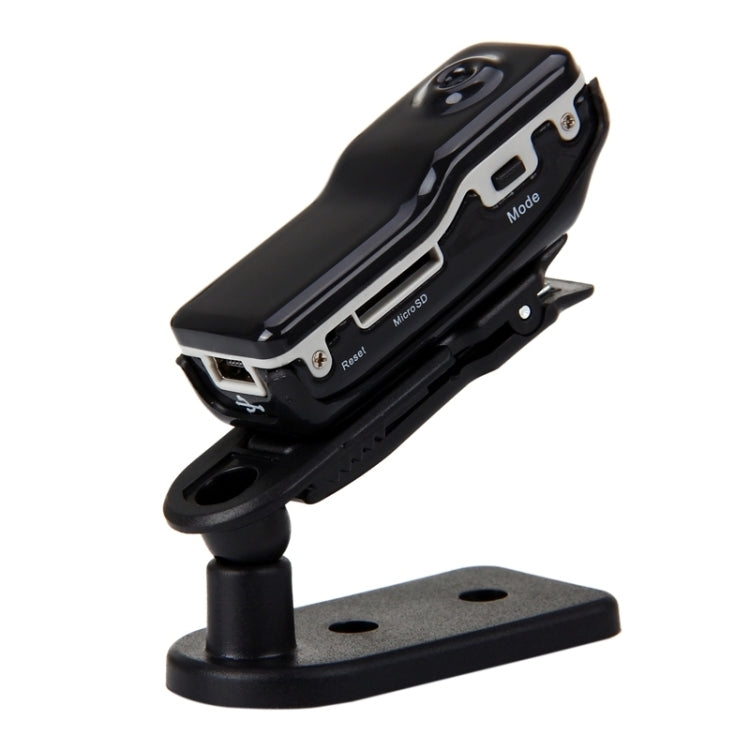 MD80 mini digital camcorder with stand base and side USB/charging and port openings