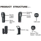 MD80 mini camcorder layout diagram showing switch, USB jack, bracket, clip, and LED