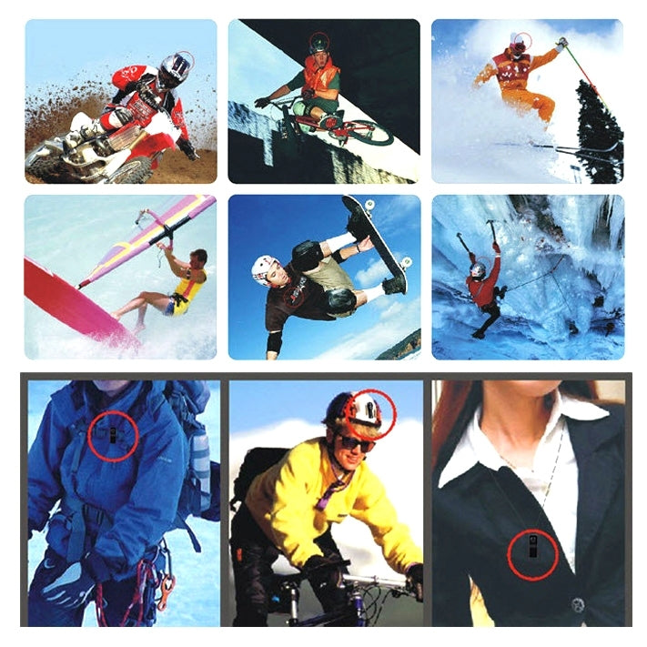 MD80 mini digital camcorder in action scenes with visible indicator circle