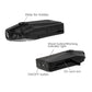 Black dash cam close-up showing SD card slot, ON/OFF button, and shoot indicator.