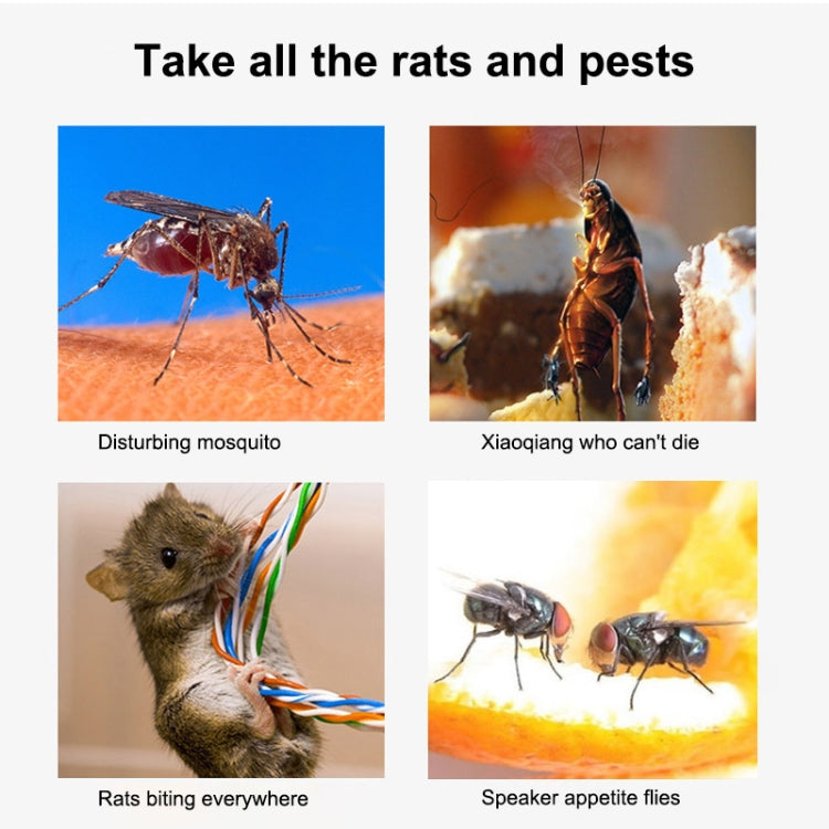 Pest-control infographic with insect and rodent images for ultrasonic repeller benefits