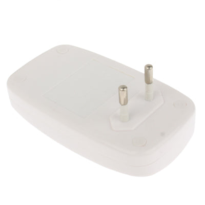 White EU plug ultrasonic pest repeller underside with two metal prongs