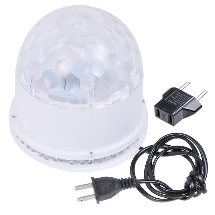 White RGB LED disco ball light with power plug and connected cable