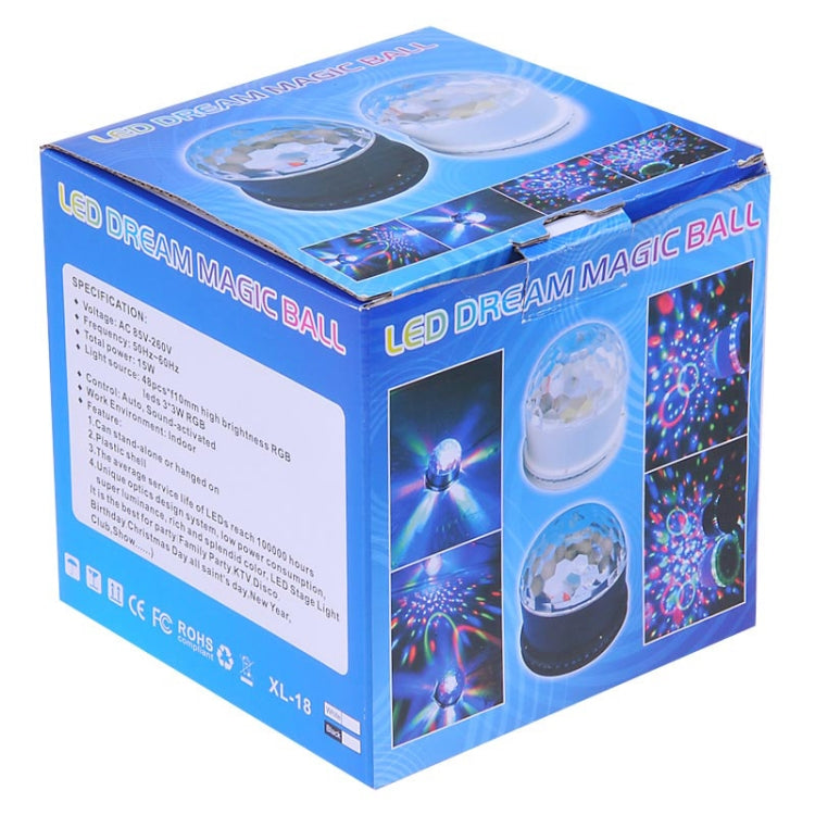 LED Dream Magic Ball RGB LED disco light product box with images