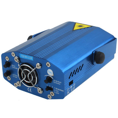 Blue laser stage lighting unit with control panel and fan vents