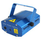 Blue laser stage lighting projector with top handle and side warning icon