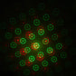 Green and red flower-shaped laser light pattern