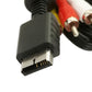 Close-up of PS2 AV connector with gold contacts and molded strain relief