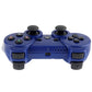 Blue wireless PS3 controller underside with USB port and SD card slot area