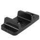 Black charging dock base with front USB port and two controller slots