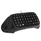 Black wireless mini keyboard with raised QWERTY keys and navigation controls