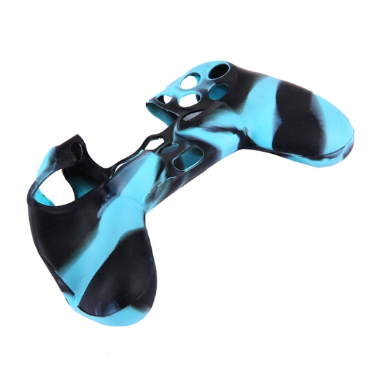 Silicone protective PS4 controller case, blue/black camo with button cutouts