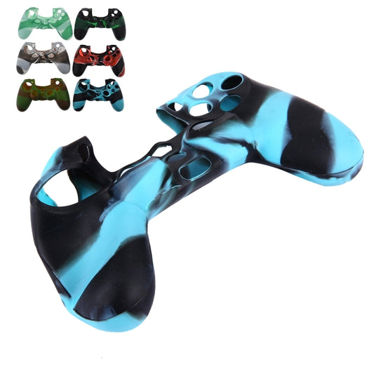 Silicone protective case for PS4 controller, blue and black camo pattern