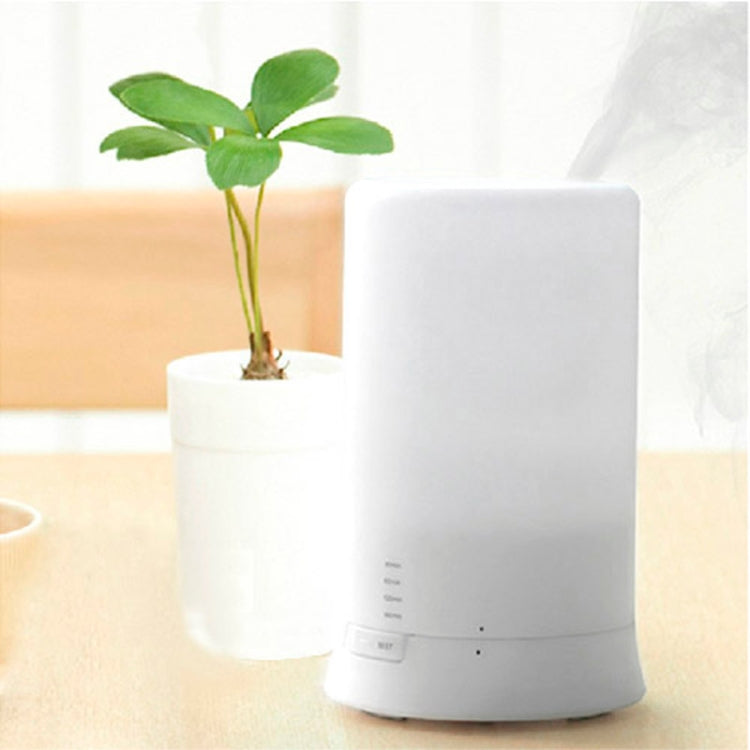 White mini USB aroma diffuser with side controls and mist level indicator