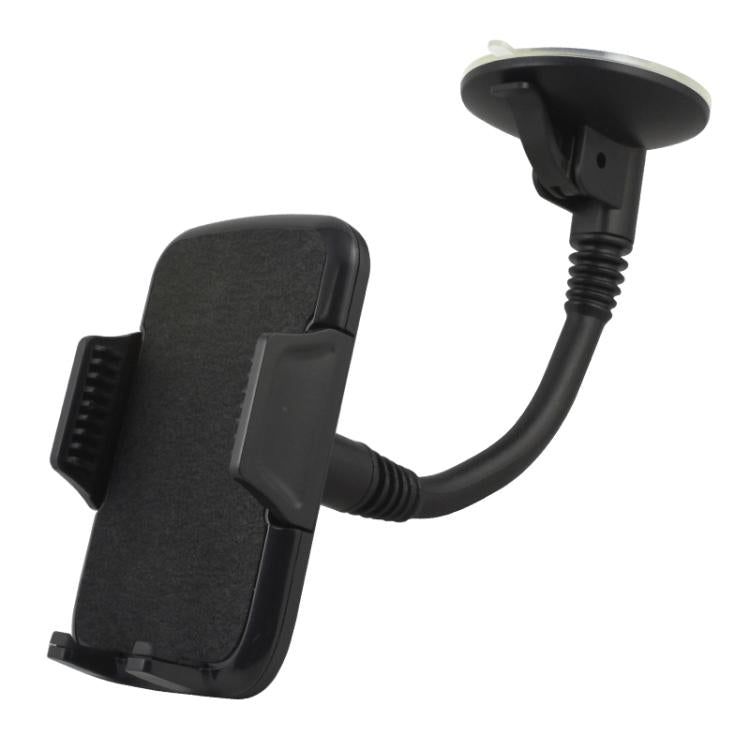 Universal phone holder with spring clamp and adjustable arm, black